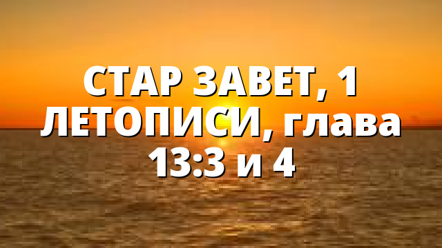 СТАР ЗАВЕТ, 1 ЛЕТОПИСИ, глава 13:3 и 4